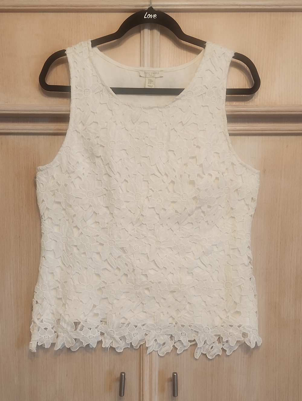 Saint Tropez West White Floral Lace Top SZ M